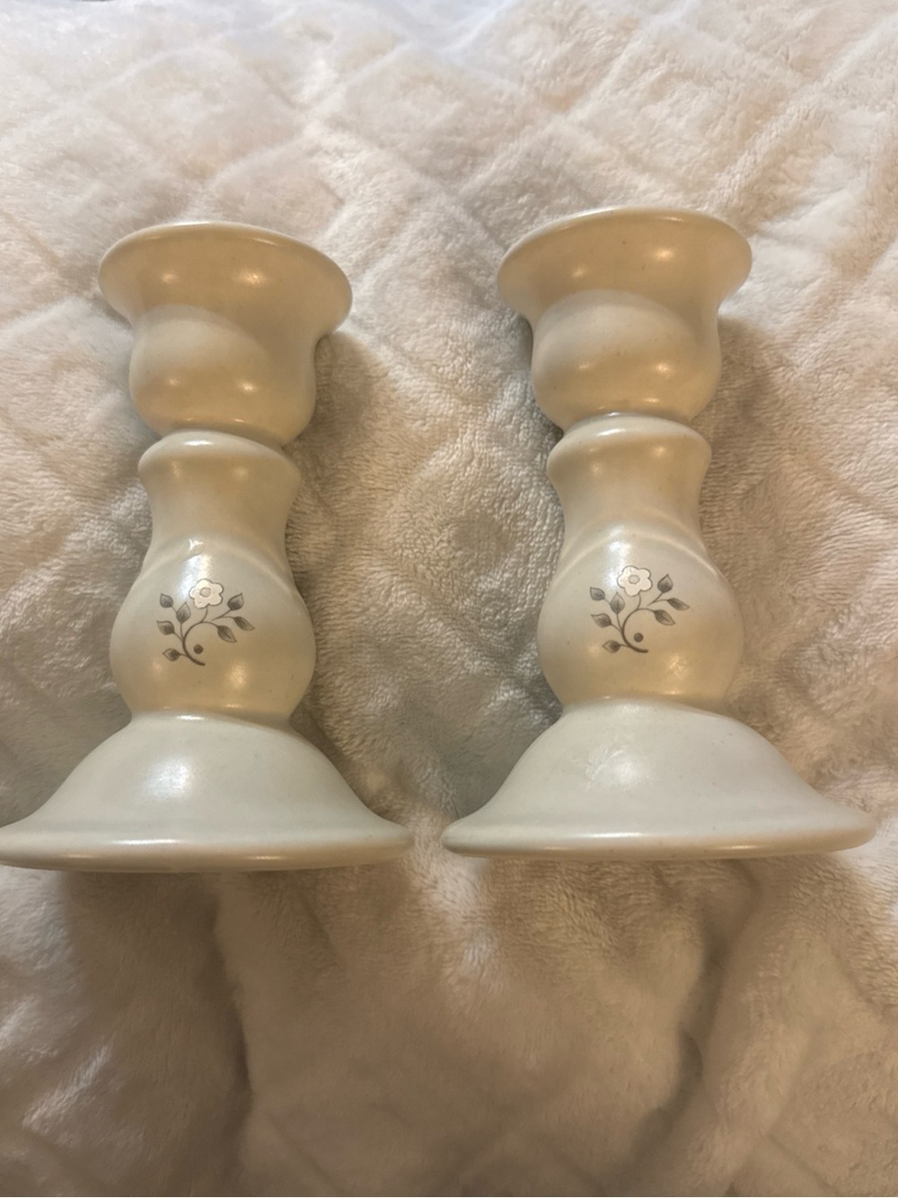 Pair Of Vintage Pfaltzgraff Rememberance Flowers Taper Ceramic candle holders